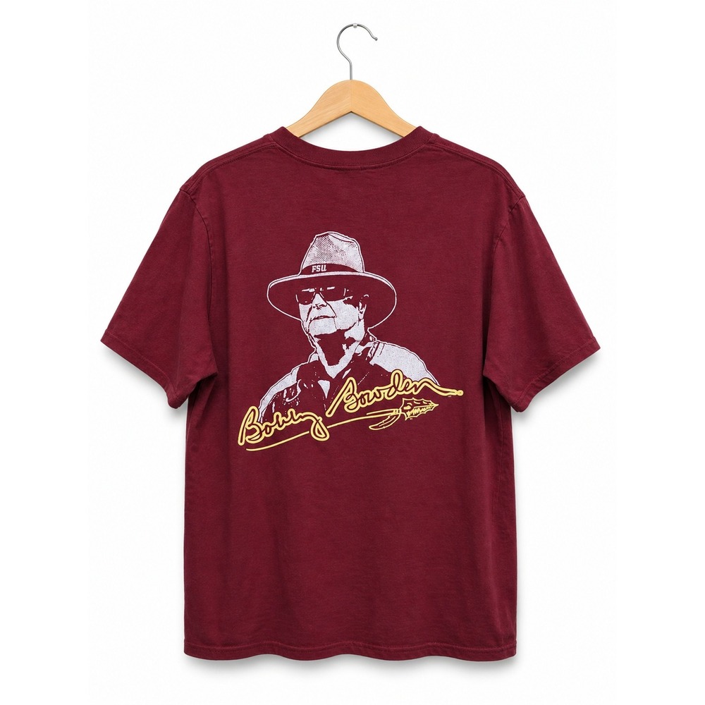 Florida State Seminoles Bobby Bowden Tribute T Shirt Gildan Maroon NCAA Licensed